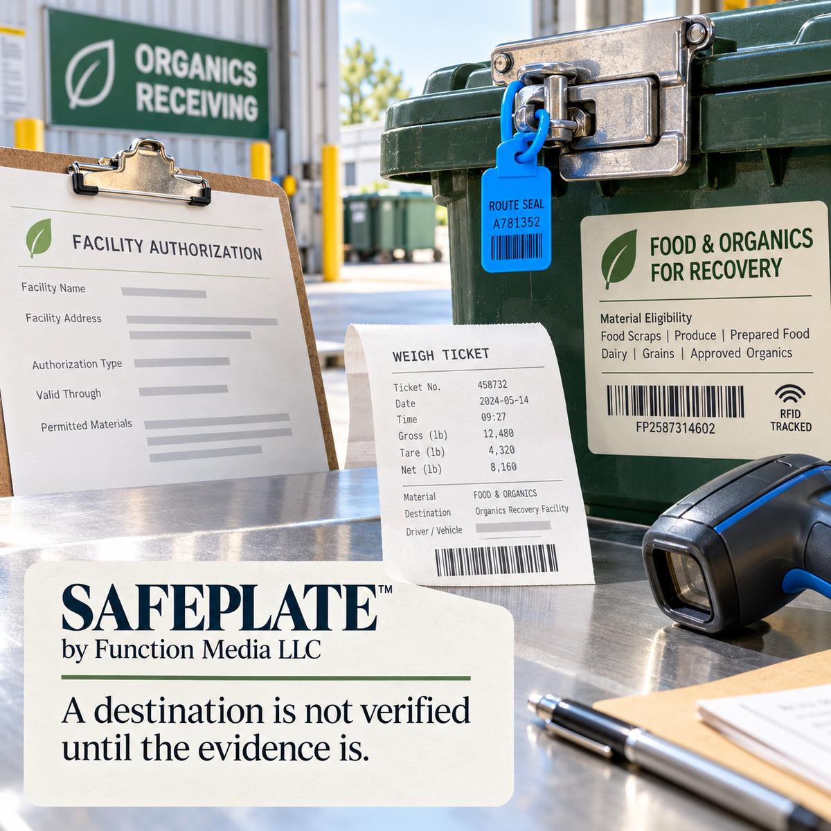 SAFEPLATE social editorial image about evidence required to verify a food-recovery destination